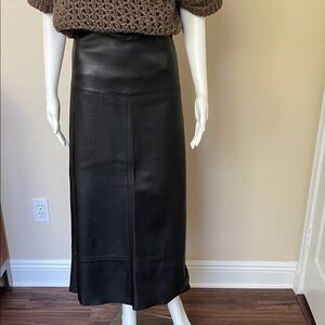 Donna Karan Black Leather Pencil Skirt
